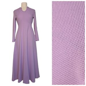 70s Textured Lilac Maxi Long Sleeve Dress Size XS/S By Sophisticate Set